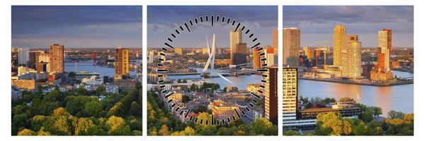Obraz - Panorama Rotterdamu, Nizozemsko (s hodinami) (90x30 cm)