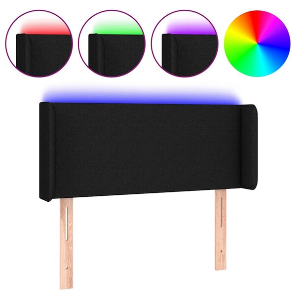 Čelo postele s LED černé 83 x 16 x 78/88 cm textil 3122932