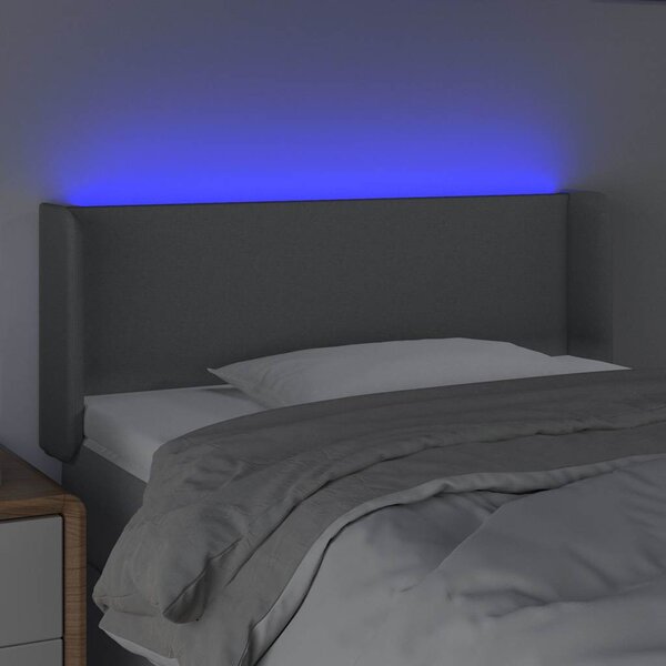 Čelo postele s LED světle šedé 83 x 16 x 78/88 cm textil 3122930