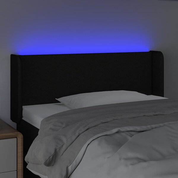 Čelo postele s LED černé 83 x 16 x 78/88 cm textil 3122932