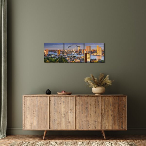 Obraz - Panorama Rotterdamu, Nizozemsko (s hodinami) (90x30 cm)