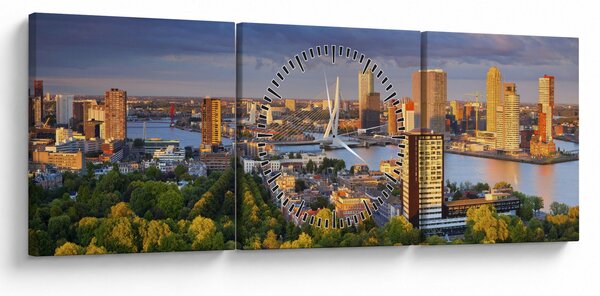 Obraz - Panorama Rotterdamu, Nizozemsko (s hodinami) (90x30 cm)