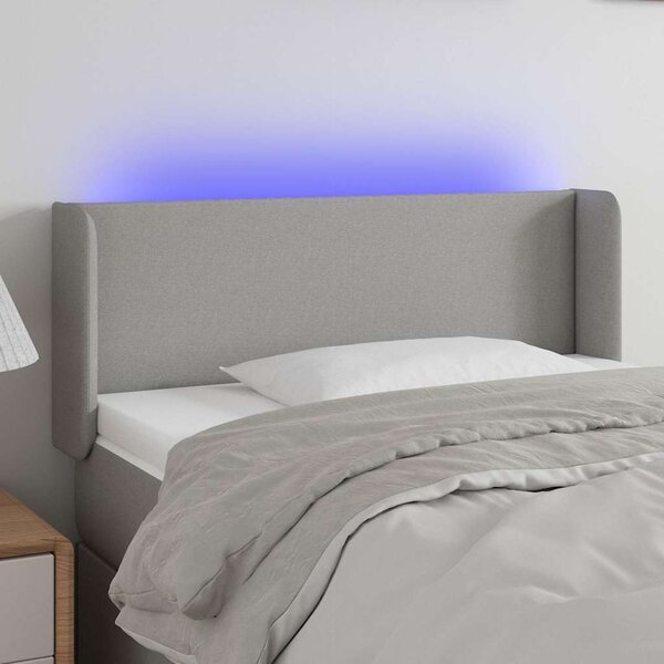 Čelo postele s LED světle šedé 83 x 16 x 78/88 cm textil 3122930