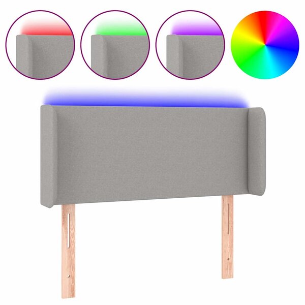 Čelo postele s LED světle šedé 83 x 16 x 78/88 cm textil 3122930
