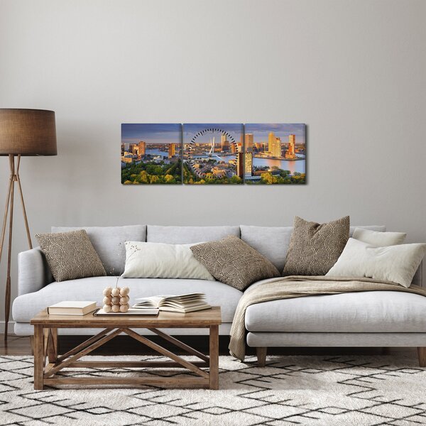 Obraz - Panorama Rotterdamu, Nizozemsko (s hodinami) (90x30 cm)