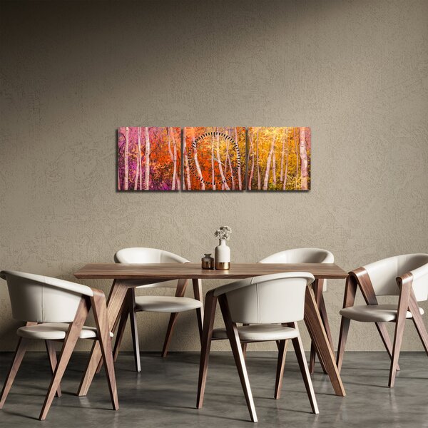 Obraz barevného lesa (s hodinami) (90x30 cm)