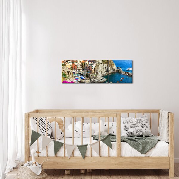 Obraz - Italská vesnička Manarola (s hodinami) (90x30 cm)