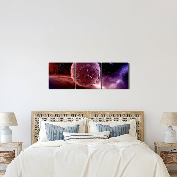 Obraz - Planeta (s hodinami) (90x30 cm)