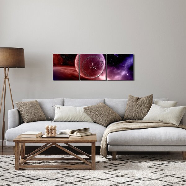 Obraz - Planeta (s hodinami) (90x30 cm)