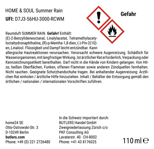HOME & SOUL Vůně do bytu "Summer Rain" 110 ml
