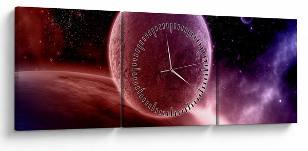 Obraz - Planeta (s hodinami) (90x30 cm)