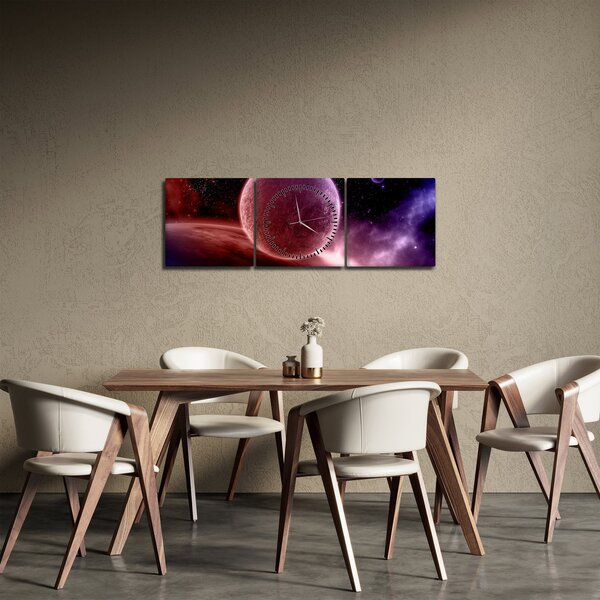 Obraz - Planeta (s hodinami) (90x30 cm)