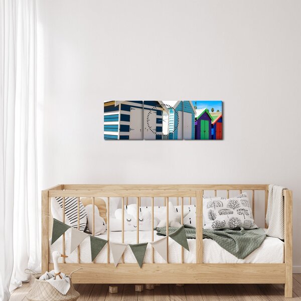 Obraz - Pláž Brighton, Melbourne, Austrálie (s hodinami) (90x30 cm)