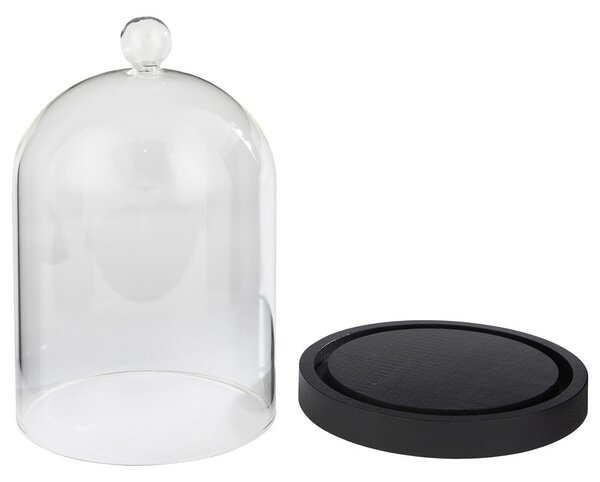 DOME Skleněný poklop na svíčky s podstavcem 20 cm - černá