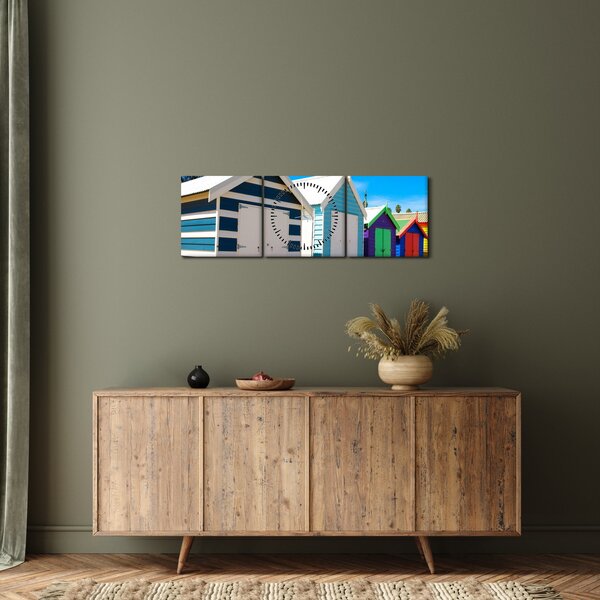 Obraz - Pláž Brighton, Melbourne, Austrálie (s hodinami) (90x30 cm)