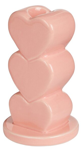 HEARTS Svícen na dlouhou svíčku 12 cm - růžová