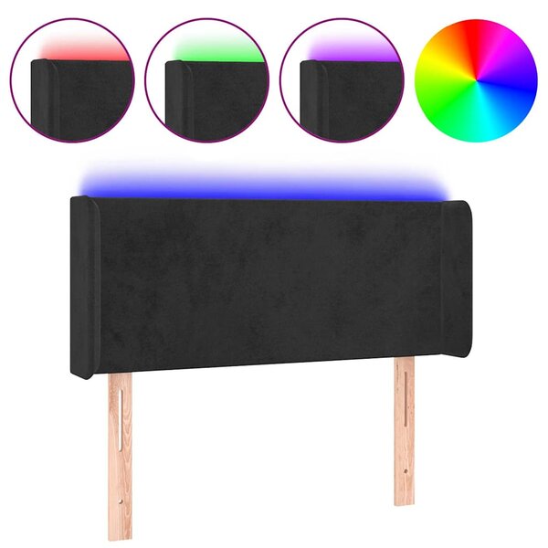 Čelo postele s LED černé 83 x 16 x 78/88 cm samet 3122988