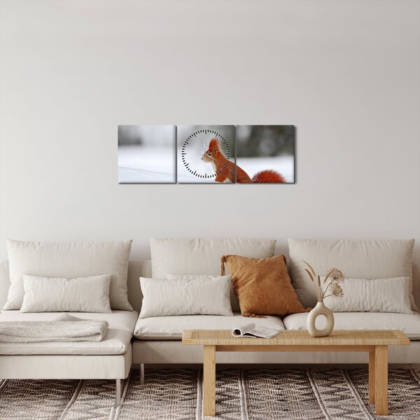 Obraz veverky (s hodinami) (90x30 cm)