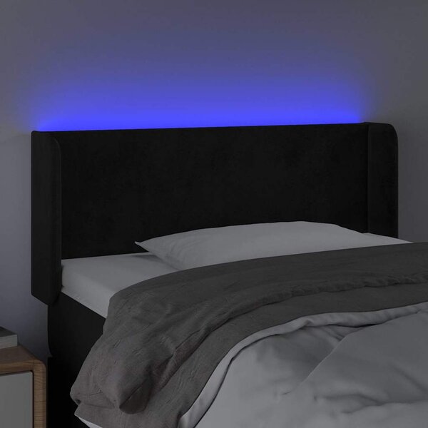 Čelo postele s LED černé 83 x 16 x 78/88 cm samet 3122988