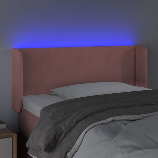 Čelo postele s LED růžové 83 x 16 x 78/88 cm samet 3122991