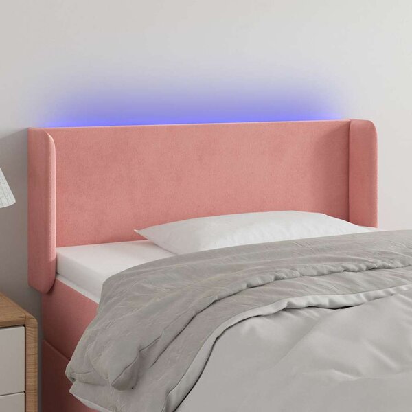 Čelo postele s LED růžové 83 x 16 x 78/88 cm samet 3122991