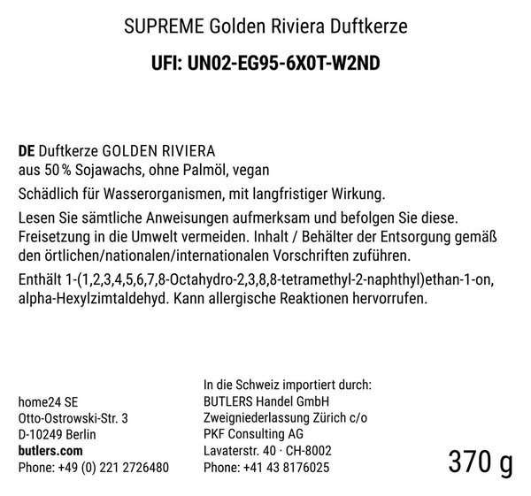 SUPREME Vonná svíčka malá Golden Riviera