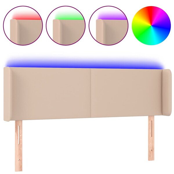 Čelo postele s LED cappuccino 147 x 16 x 78/88 cm umělá kůže 3123051