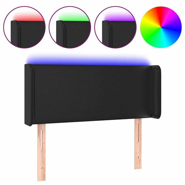 Čelo postele s LED černé 103 x 16 x 78/88 cm umělá kůže 3123040
