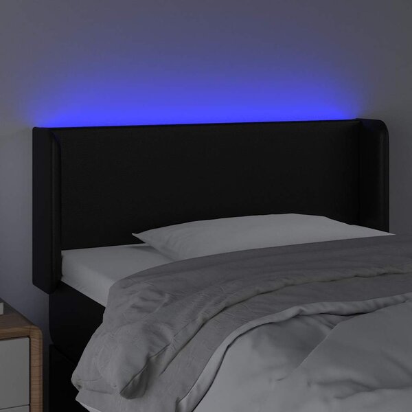 Čelo postele s LED černé 103 x 16 x 78/88 cm umělá kůže 3123040