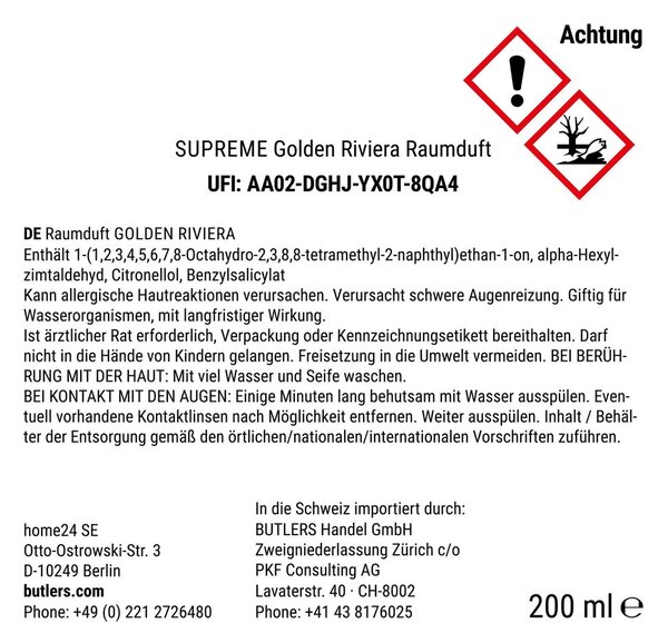 SUPREME Vůně do bytu Golden Riviera 200 ml