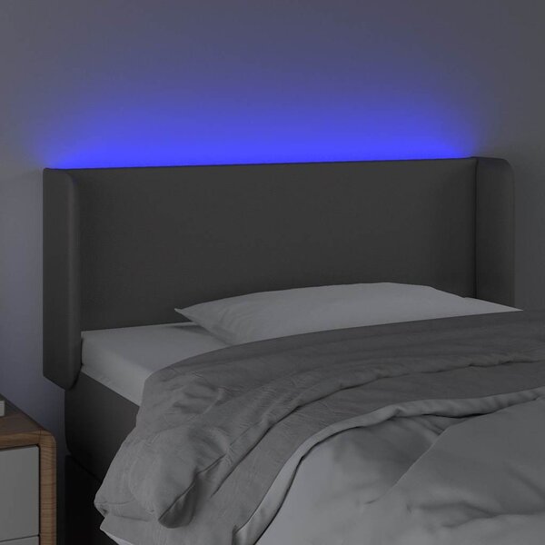 Čelo postele s LED šedé 83 x 16 x 78/88 cm umělá kůže 3123032