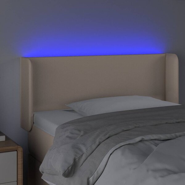Čelo postele s LED cappuccino 83 x 16 x 78/88 cm umělá kůže 3123033