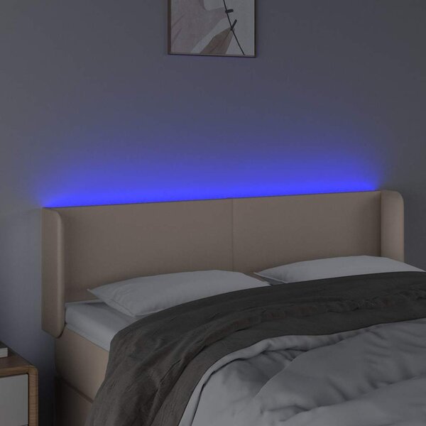 Čelo postele s LED cappuccino 147 x 16 x 78/88 cm umělá kůže 3123051
