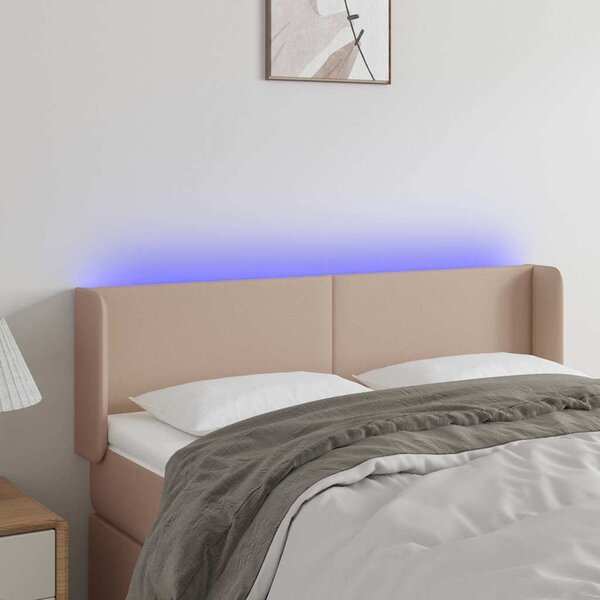 Čelo postele s LED cappuccino 147 x 16 x 78/88 cm umělá kůže 3123051