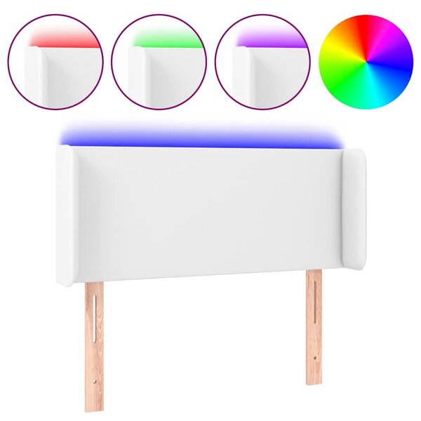 Čelo postele s LED bílé 83 x 16 x 78/88 cm umělá kůže 3123029