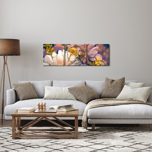Obraz květů (s hodinami) (90x30 cm)
