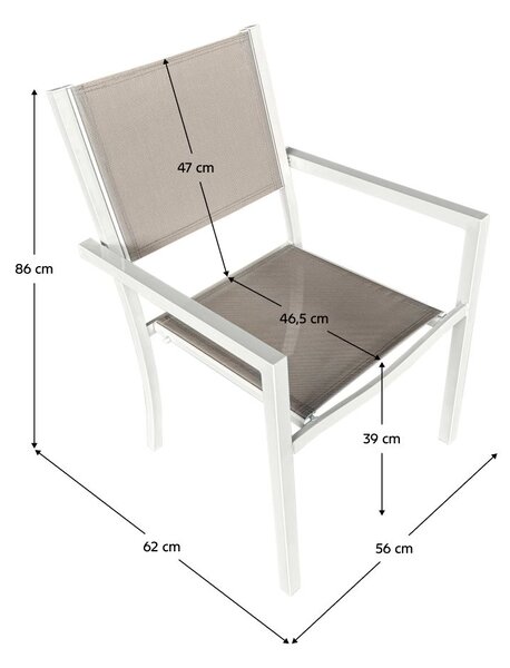 Zahradní židle DARIO (bílá ocel + světle šedá)
