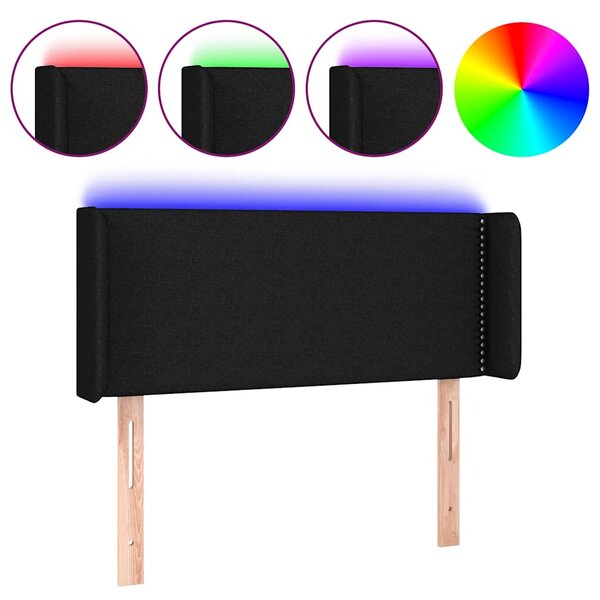 Čelo postele s LED černé 103 x 16 x 78/88 cm textil 3123088