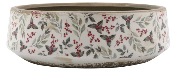 Béžová keramická mísa s cesmínou Holly - Ø 30*10 cm - Chic Antique