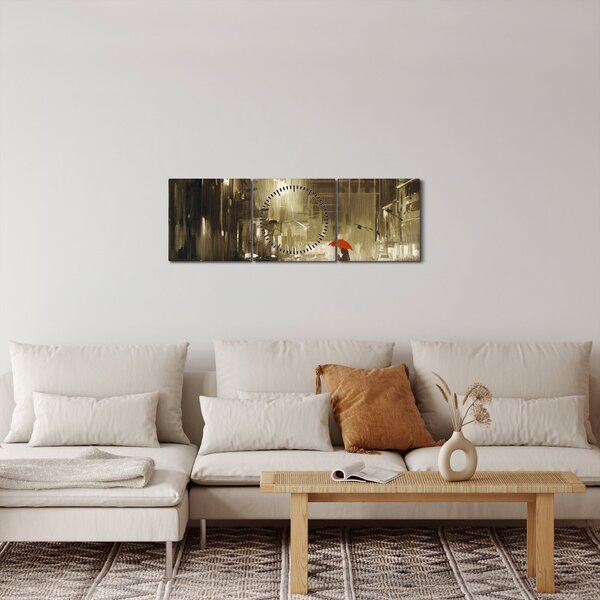 Obraz - Žena za deštivé noci (s hodinami) (90x30 cm)