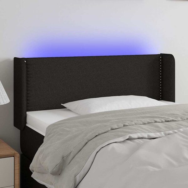 Čelo postele s LED černé 103 x 16 x 78/88 cm textil 3123088