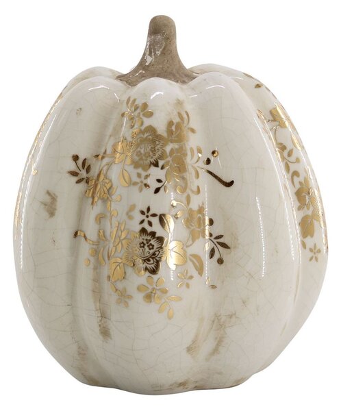 Krémová antik dekorace dýně Melun gold XL - Ø 19*22 cm - Chic Antique