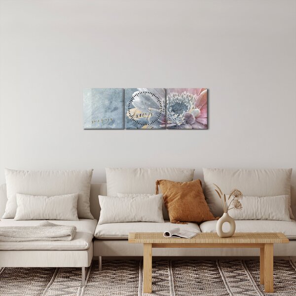 Obraz - Zimní květ (s hodinami) (90x30 cm)