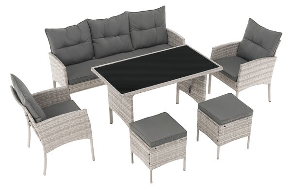 Zahradní ratanový set LELON (světle šedá) (pro 4-6 osob)