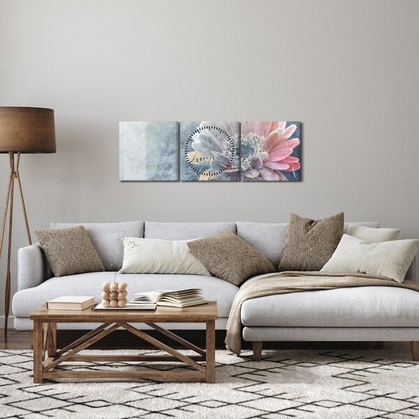 Obraz - Zimní květ (s hodinami) (90x30 cm)