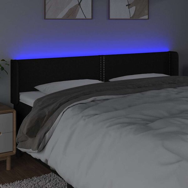 Čelo postele s LED černé 183 x 16 x 78/88 cm textil 3123112