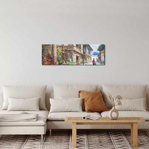 Obraz Filipínské vesnice, Asie (s hodinami) (90x30 cm)