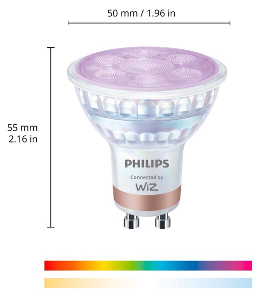 WiZ Smart LED 50W bodové světlo PAR16, 2× GU10 345lm 2200-6500K