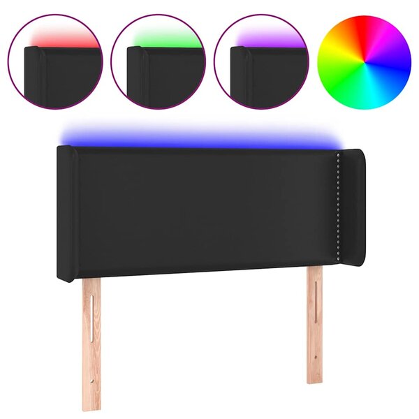 Čelo postele s LED černé 83 x 16 x 78/88 cm umělá kůže 3123168