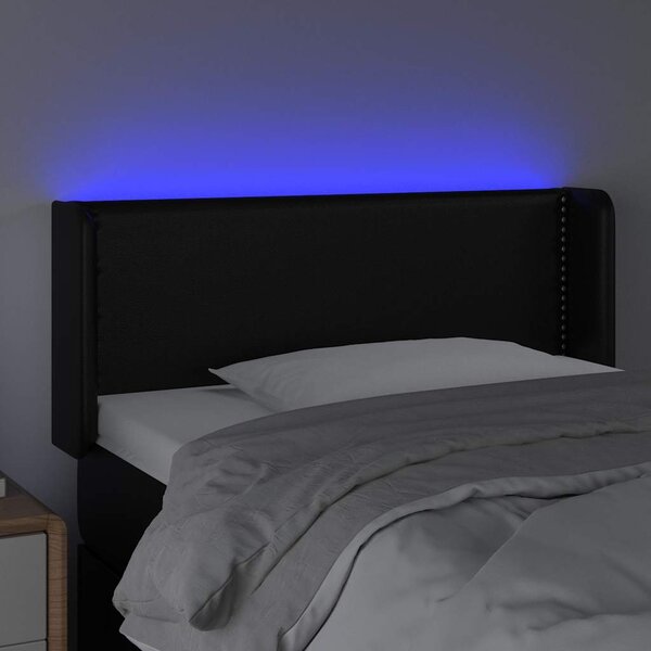 Čelo postele s LED černé 83 x 16 x 78/88 cm umělá kůže 3123168
